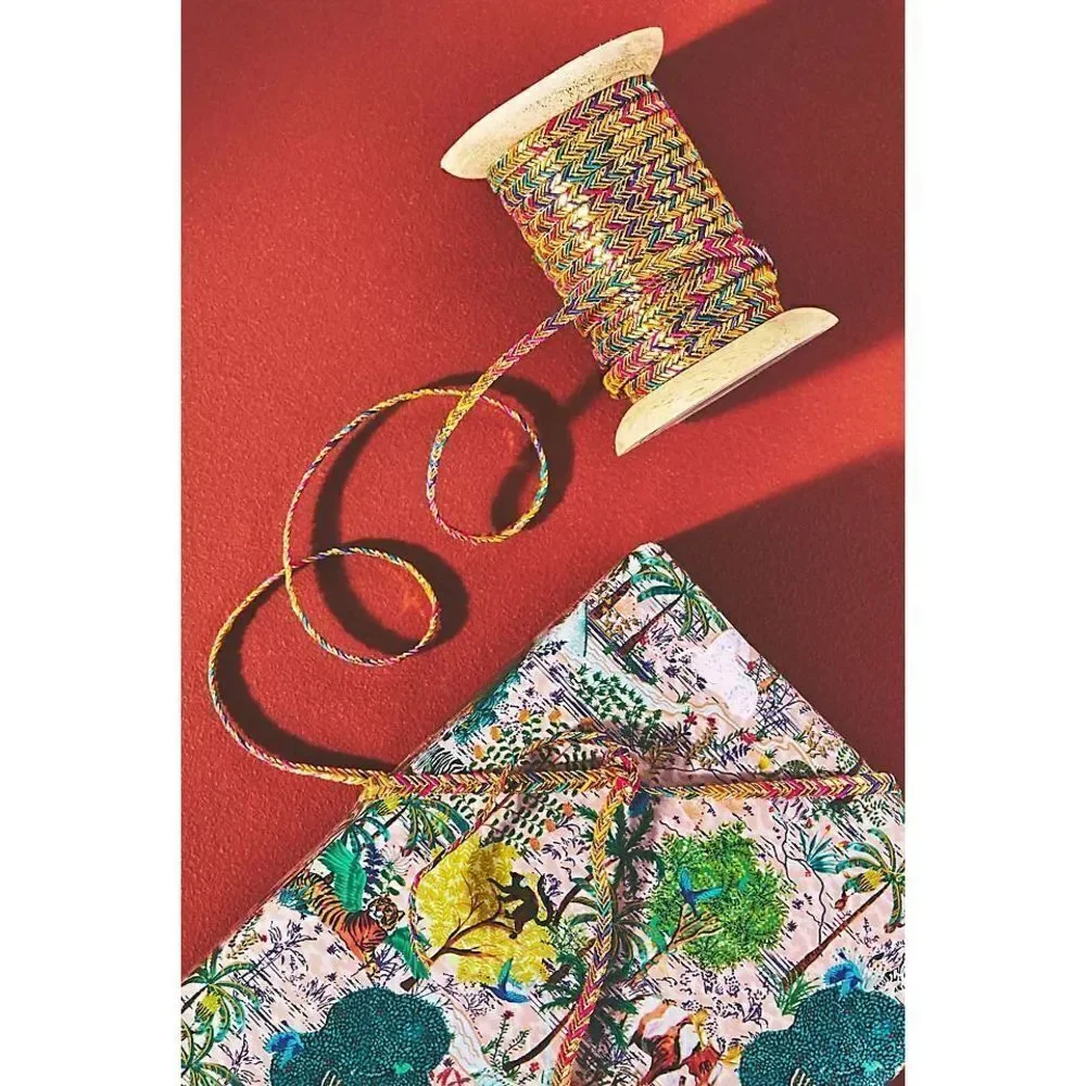 Anthropologie Braided Metallic Ribbon Rainbow Lurex Spool NEW